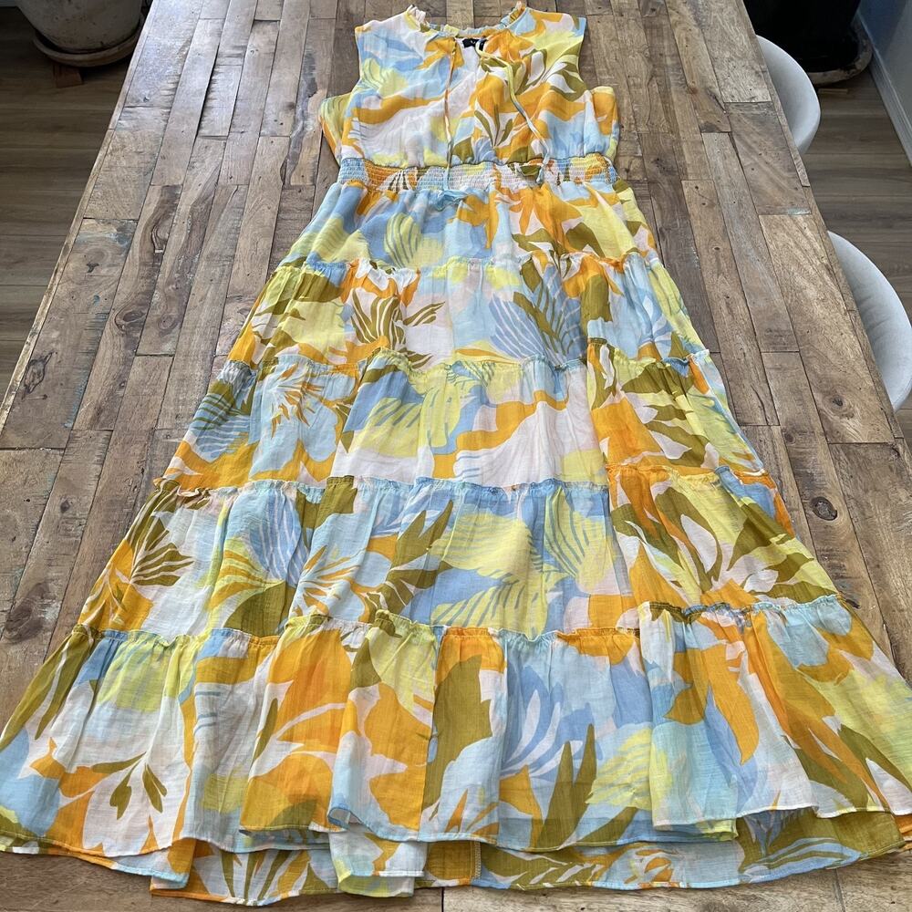 MSK Tropical Botanical Print Maxi Dress Women's XL